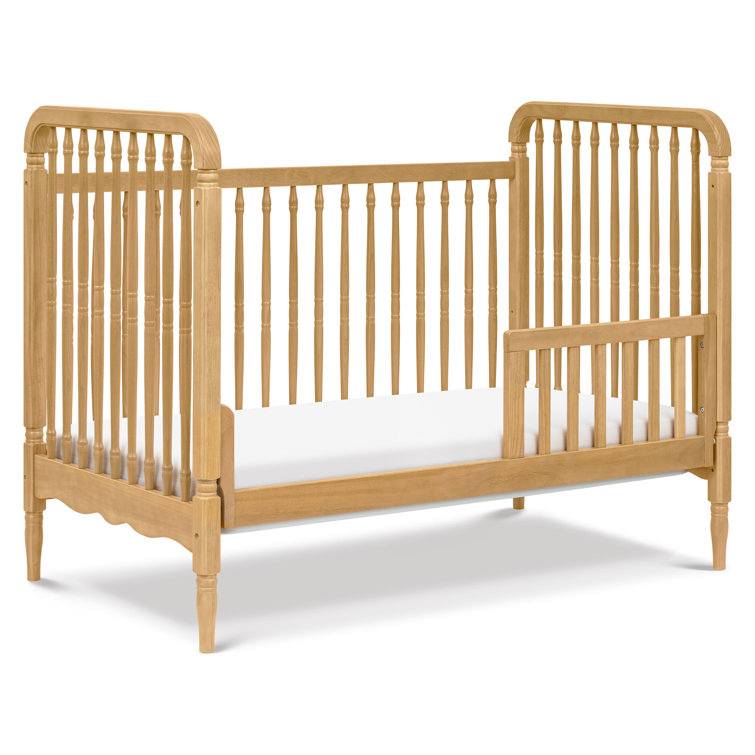 Honey Oak 3-in-1 Convertible Spindle Crib with Toddler Bed Kit