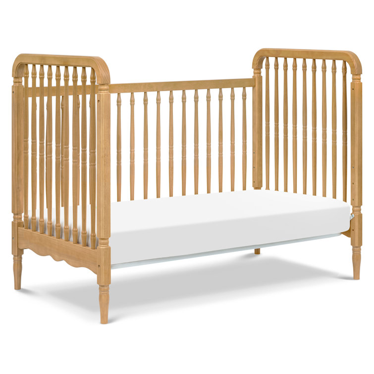 Honey Oak 3-in-1 Convertible Spindle Crib with Toddler Bed Kit