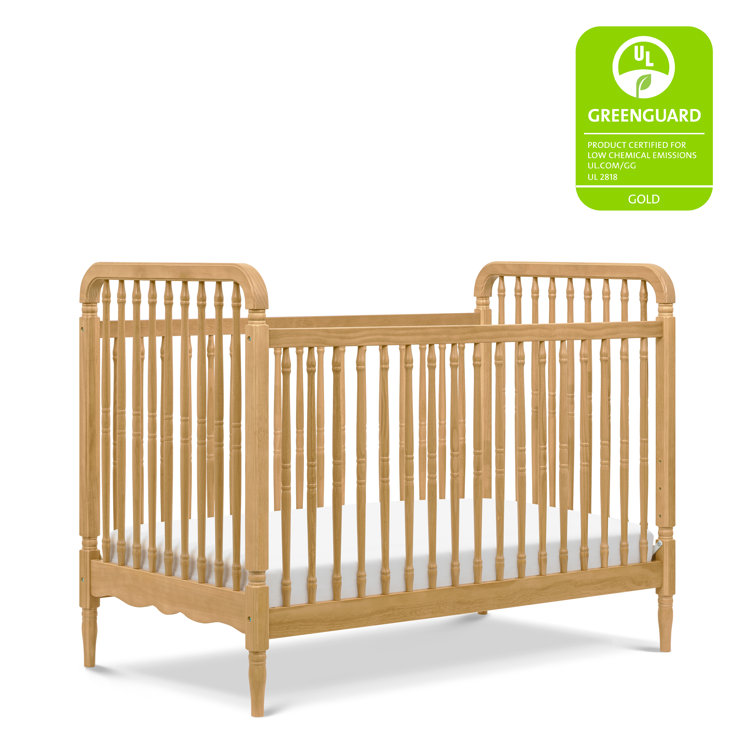 Honey Oak 3-in-1 Convertible Spindle Crib with Toddler Bed Kit
