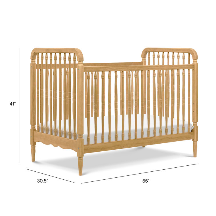 Honey Oak 3-in-1 Convertible Spindle Crib with Toddler Bed Kit