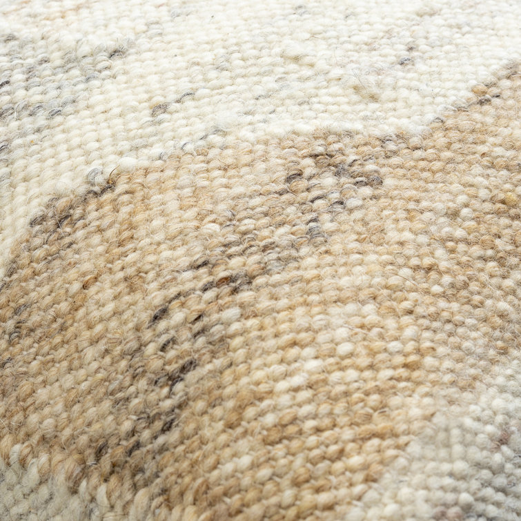 Beige and Brown Wool Blend Square Throw Pillow