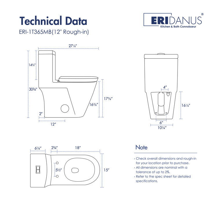 Turner Matte Black Elongated Dual Flush One-Piece Toilet