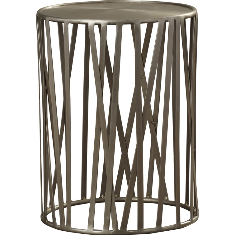 Kruse Silver Iron 15.5" Round Drum Side Table