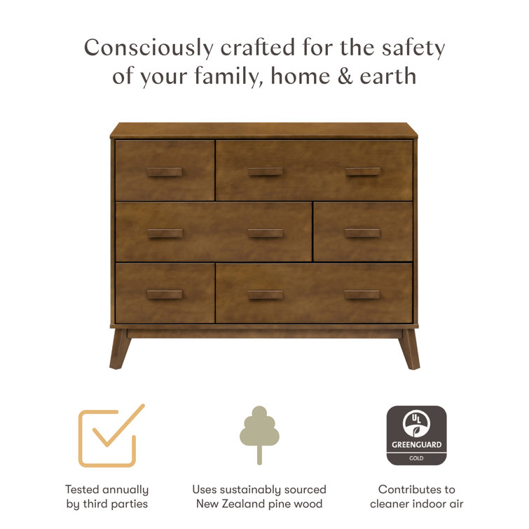 Natural Walnut Mid-Century Modern 6-Drawer Dresser