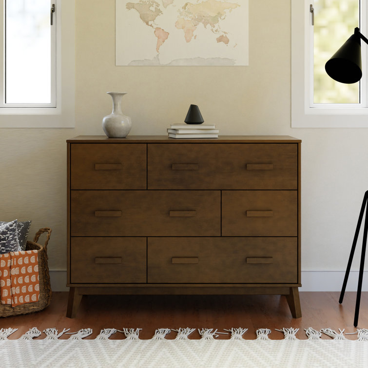 Natural Walnut Mid-Century Modern 6-Drawer Dresser