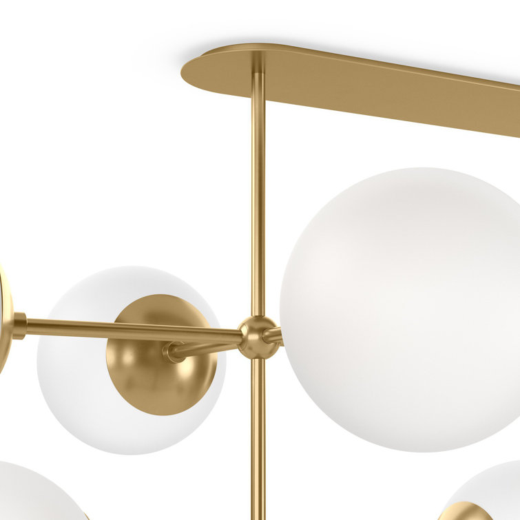 Burnished Brass and Matte Glass 10-Light Linear Chandelier