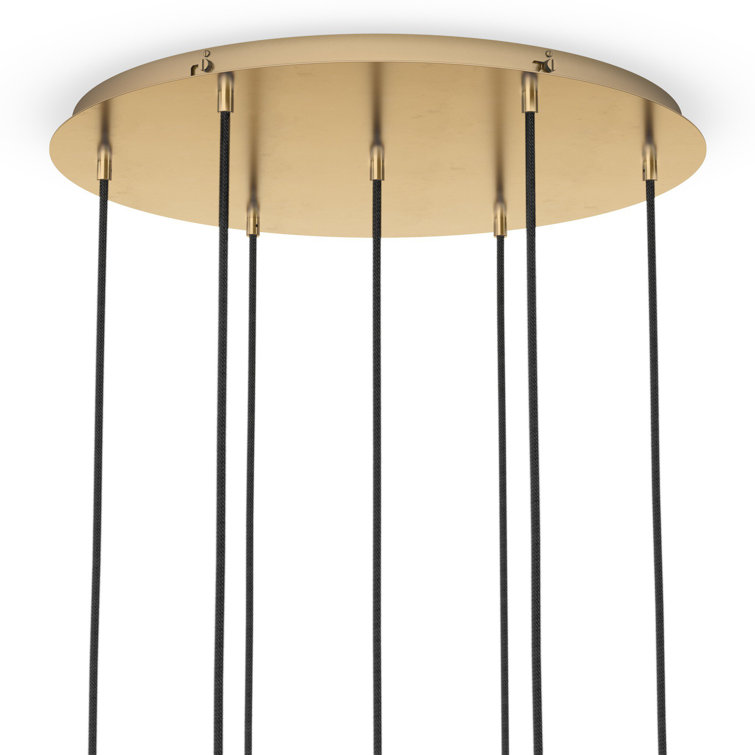 Burnished Brass and Clear Glass 7-Light Cluster Chandelier