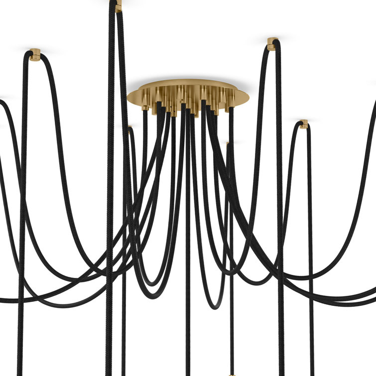 Burnished Brass and Clear Glass 13-Light Chandelier