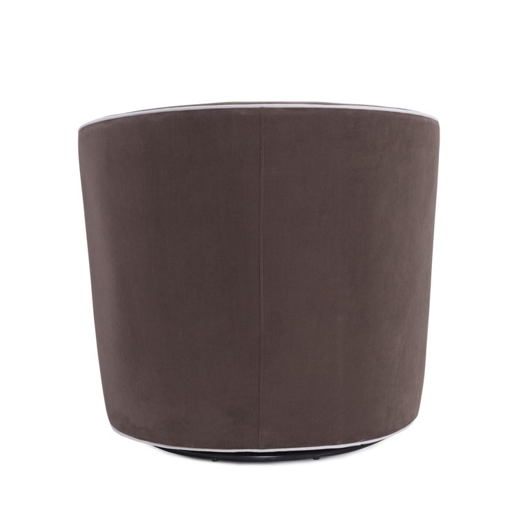 Keely Maple Brown and Cream Velvet Barrel Swivel Chair