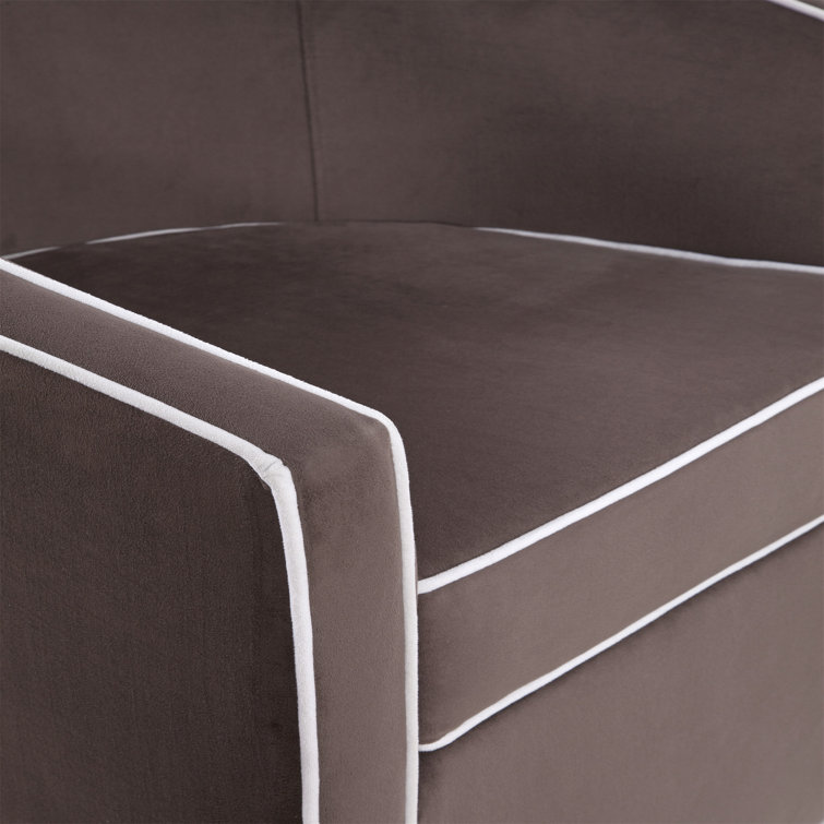 Keely Maple Brown and Cream Velvet Barrel Swivel Chair