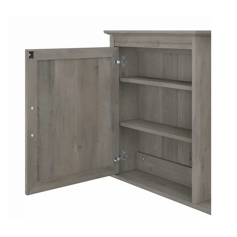 Driftwood Gray Laminated Wood Bathroom Medicine Cabinet with Mirror