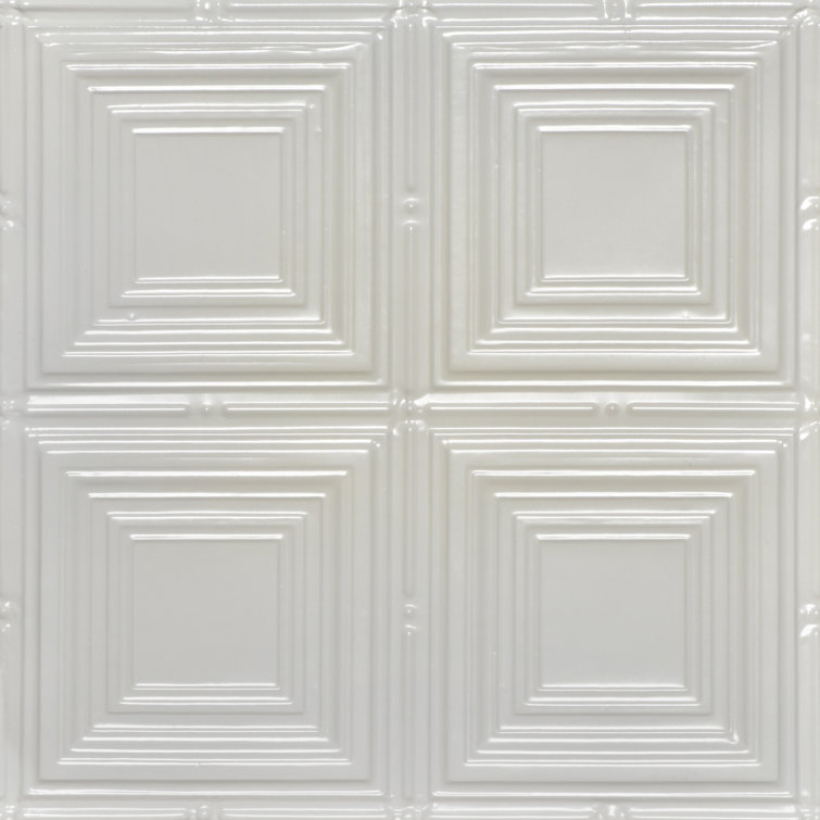 Eggshell White Powder Coated Tin Ceiling Tiles, 24" x 24"