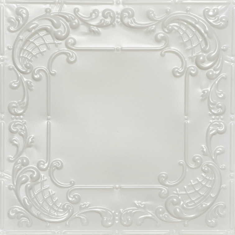 Eggshell White Powder Coated Tin Ceiling Tile, 2 ft. x 2 ft.