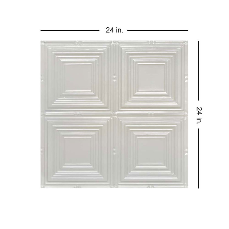 Eggshell White Powder Coated Tin Ceiling Tiles, 24" x 24"