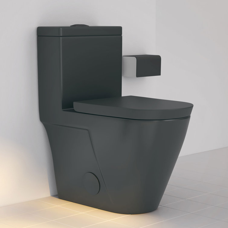 Turner Matte Black Elongated Dual Flush One-Piece Toilet