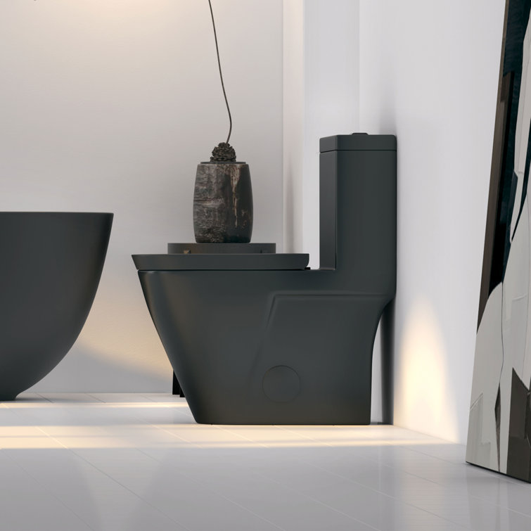 Turner Matte Black Elongated Dual Flush One-Piece Toilet