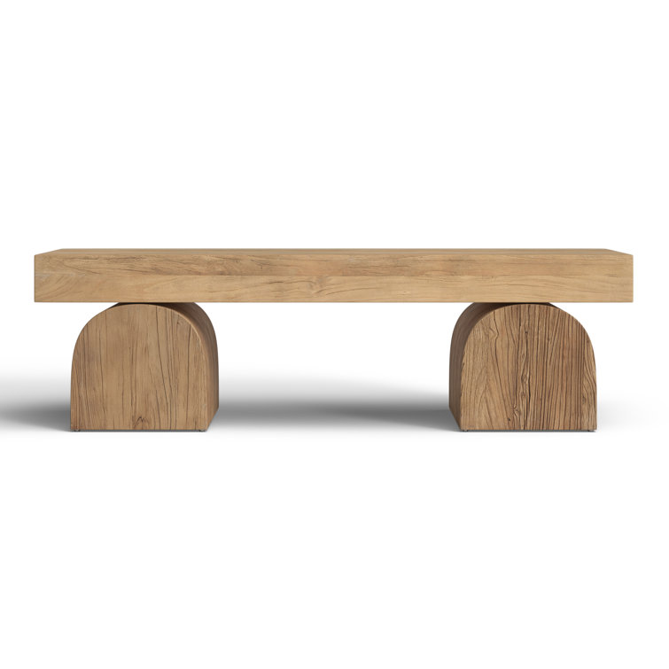 Francois 60" Natural Elm Wood Bench with Arched Legs