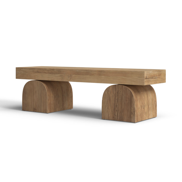 Francois 60" Natural Elm Wood Bench with Arched Legs