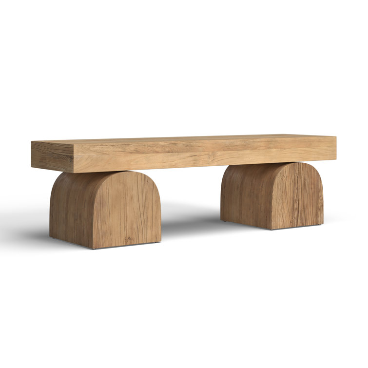 Francois 60" Natural Elm Wood Bench with Arched Legs