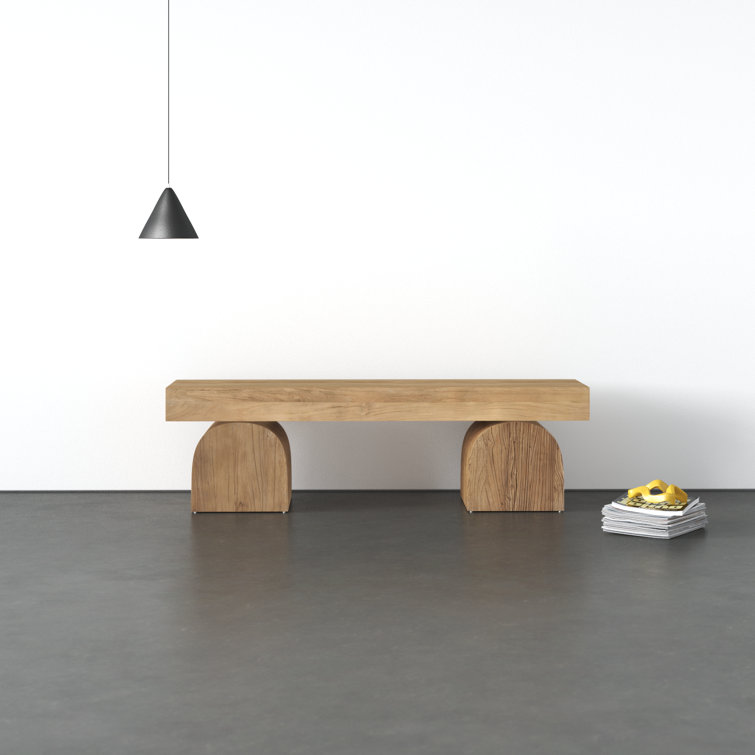 Francois 60" Natural Elm Wood Bench with Arched Legs