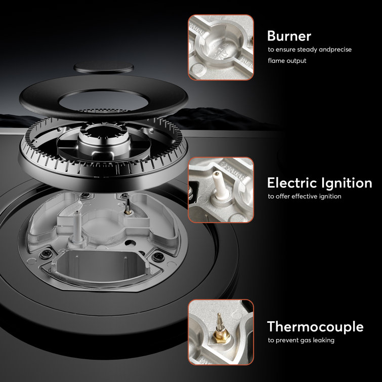 Empava 36" Black Ceramic Stainless Steel 5 Burner Cooktop