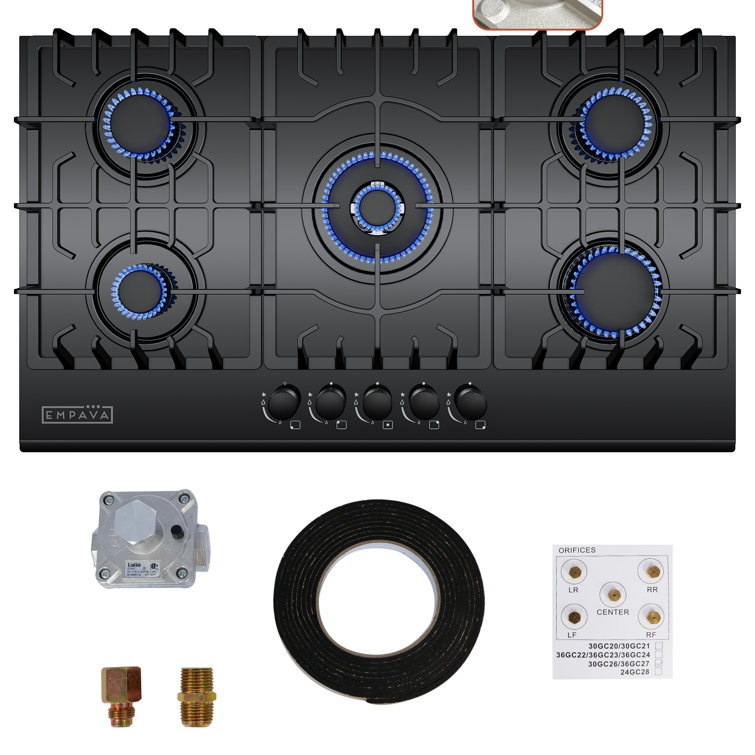 Empava 36" Black Ceramic Stainless Steel 5 Burner Cooktop