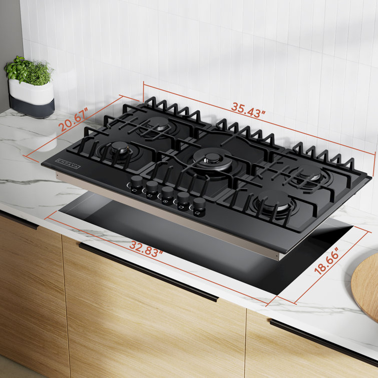 Empava 36" Black Ceramic Stainless Steel 5 Burner Cooktop
