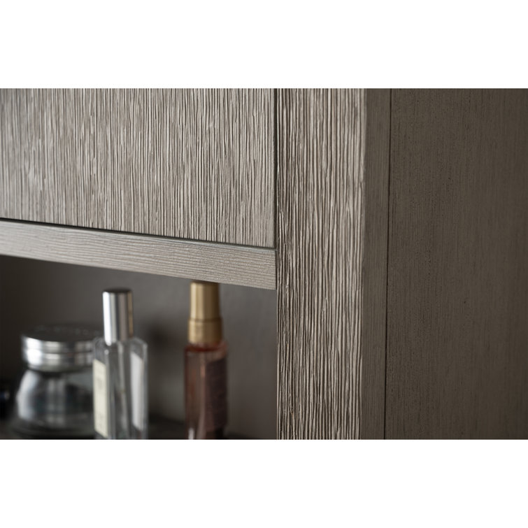 Driftwood Gray Wall Mounted Bathroom Storage Cabinet with Golden Handles