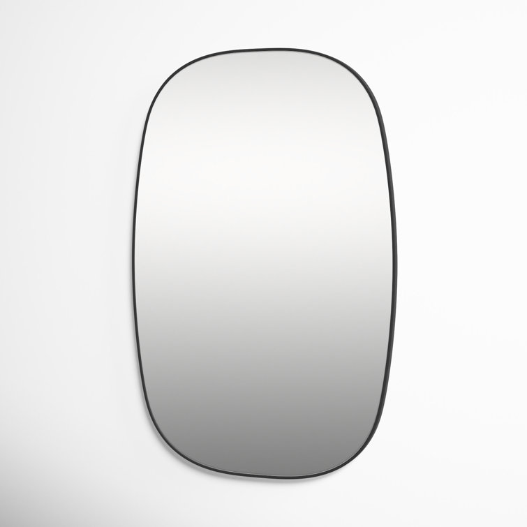 Matte Black Metal Framed Flat Wall Mirror