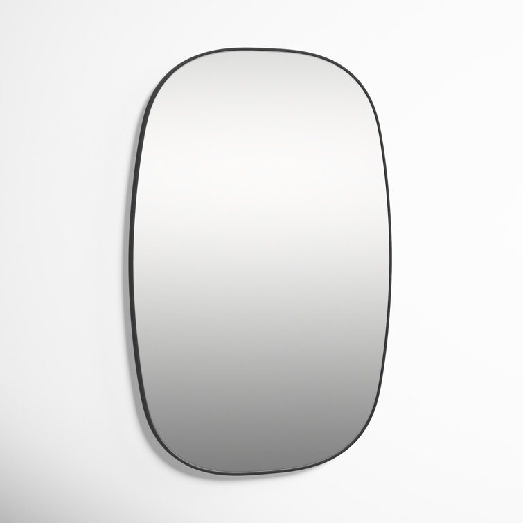 Matte Black Metal Framed Flat Wall Mirror
