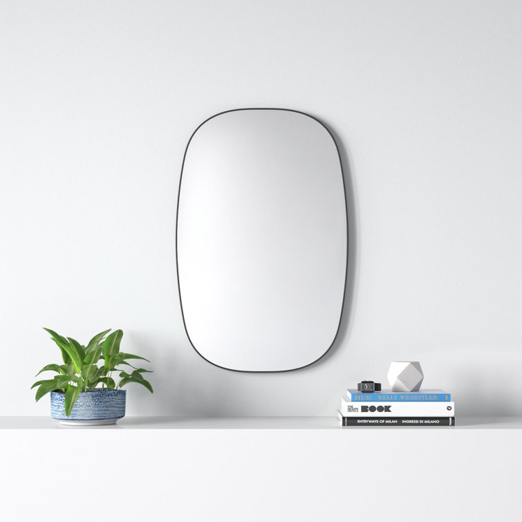 Matte Black Metal Framed Flat Wall Mirror