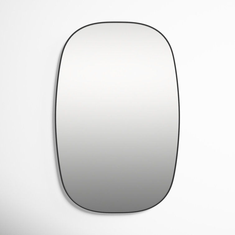 Matte Black Metal Framed Flat Wall Mirror