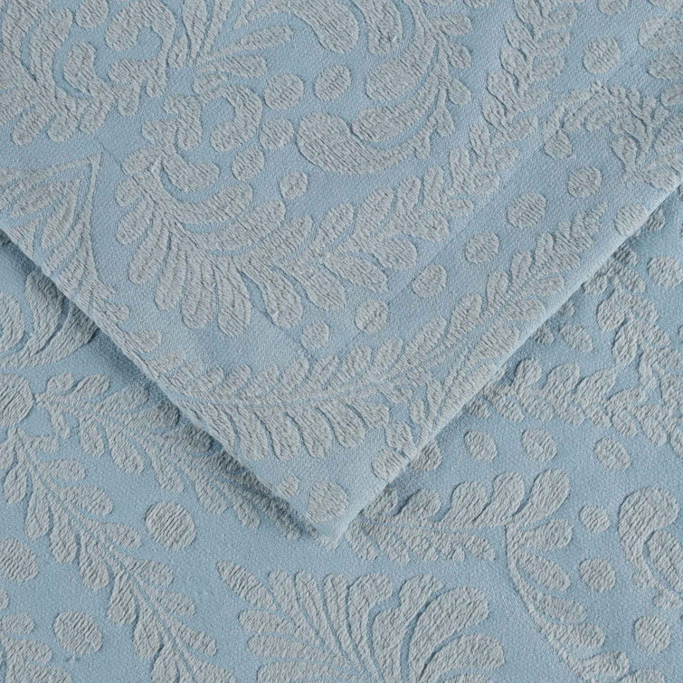 Light Blue Full Floral Cotton Blend Bedspread Set