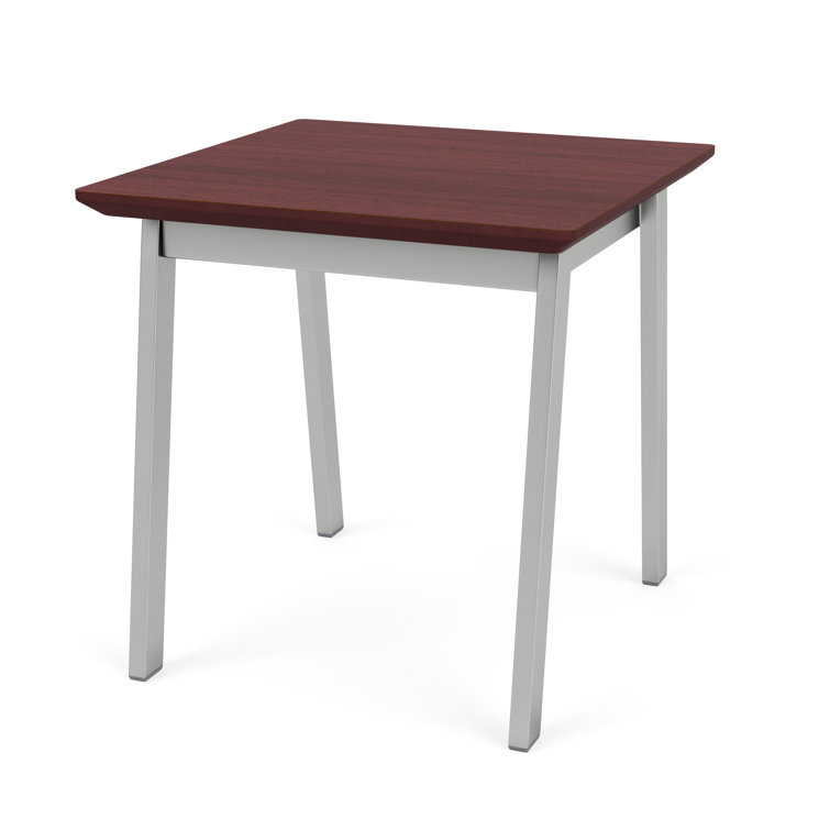 Newport Square Mahogany and Silver Steel End Table