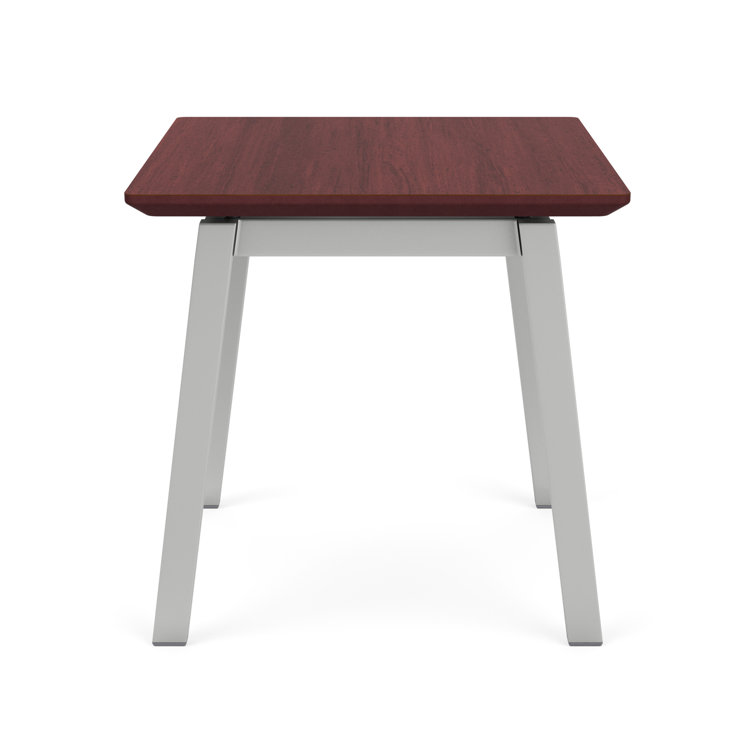 Newport Square Mahogany and Silver Steel End Table