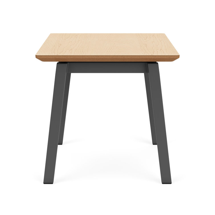 Newport Square Maple Wood End Table with Charcoal Metal Frame