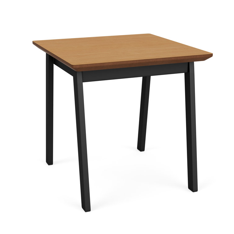 Newport Black Metal Frame End Table with Harvest Medium Laminate Top