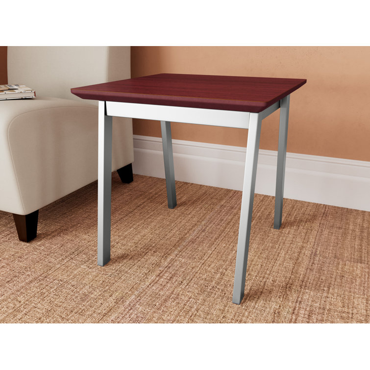 Newport Square Mahogany and Silver Steel End Table