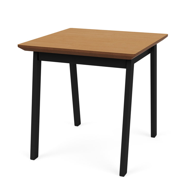 Newport Black Metal Frame End Table with Harvest Medium Laminate Top