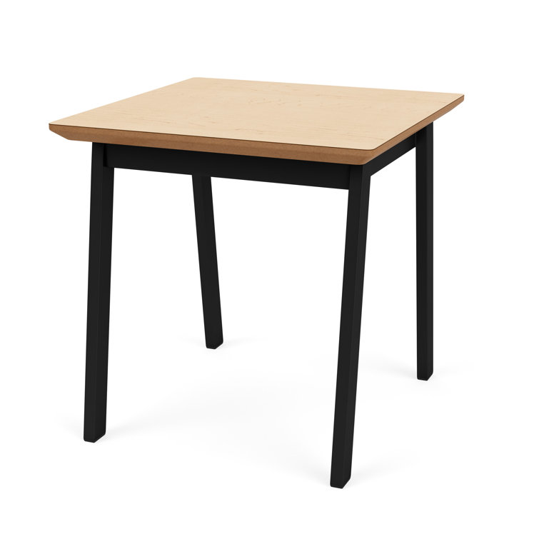 Natural Maple and Black Steel Square End Table, 20x20"