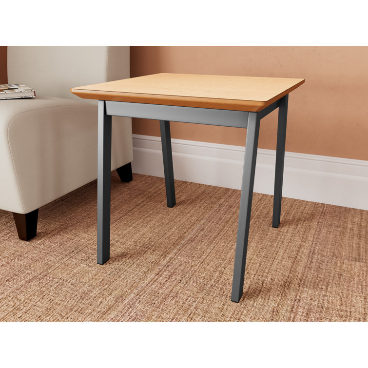 Newport Square Maple Wood End Table with Charcoal Metal Frame