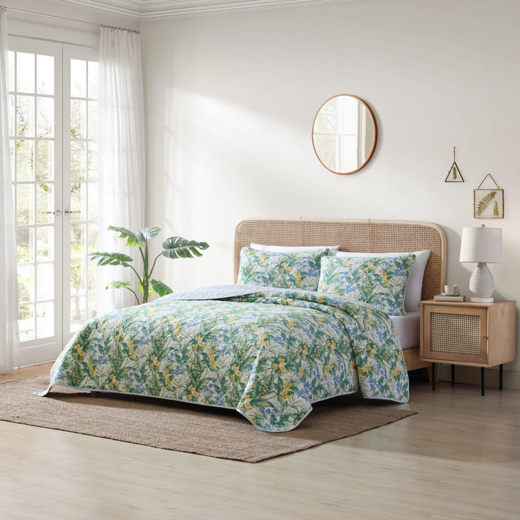 Blue Cotton Reversible Full Quilt Set