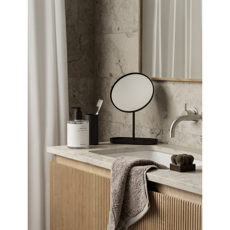 Modo Gray Titanium-Coated Steel Vanity Mirror with Tray