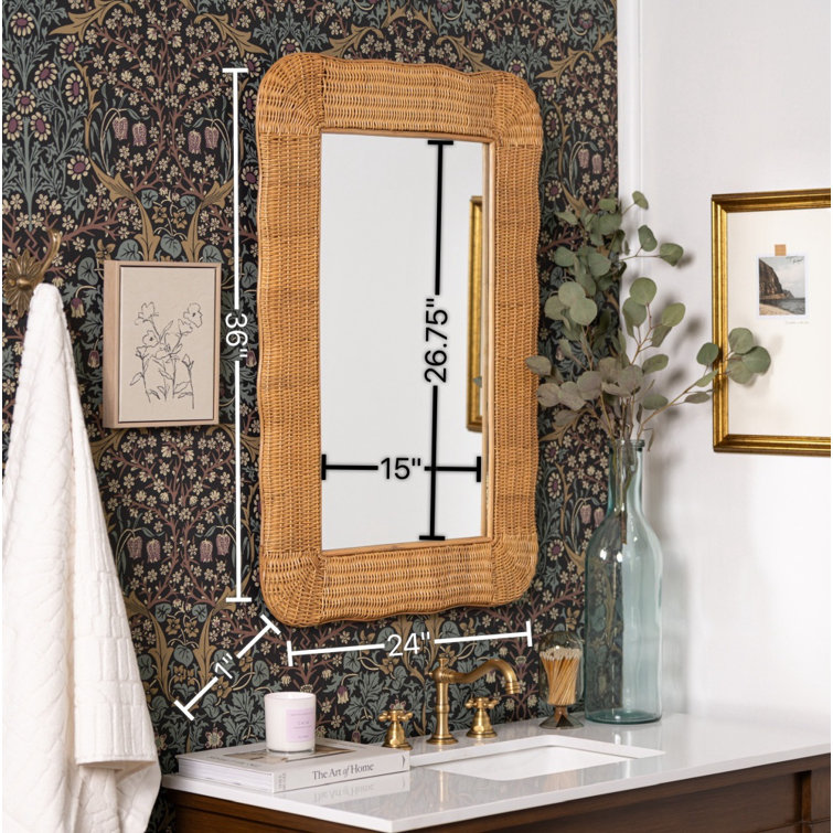 Handcrafted Natural Rattan Rectangular Wall Mirror