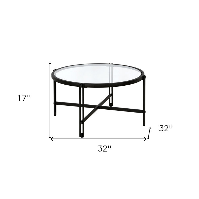 Elio 32" Clear Glass and Brass Round Coffee Table