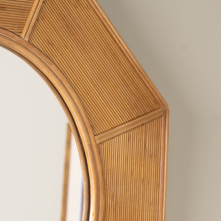 Bellamy Round 41" Natural Wood Geometric Wall Mirror