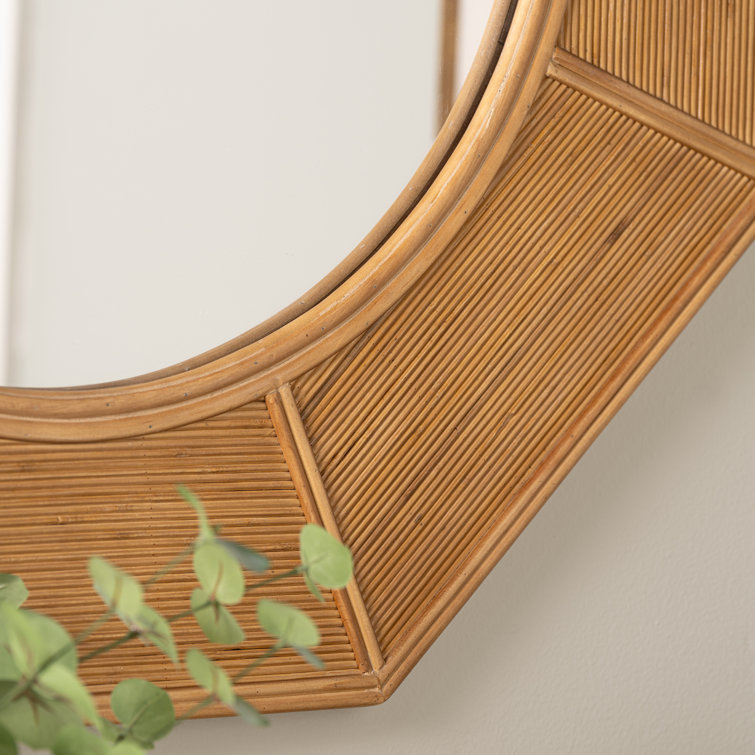 Bellamy Round 41" Natural Wood Geometric Wall Mirror