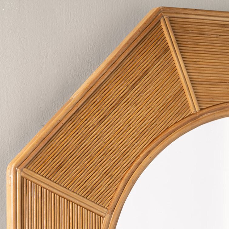 Bellamy Round 41" Natural Wood Geometric Wall Mirror
