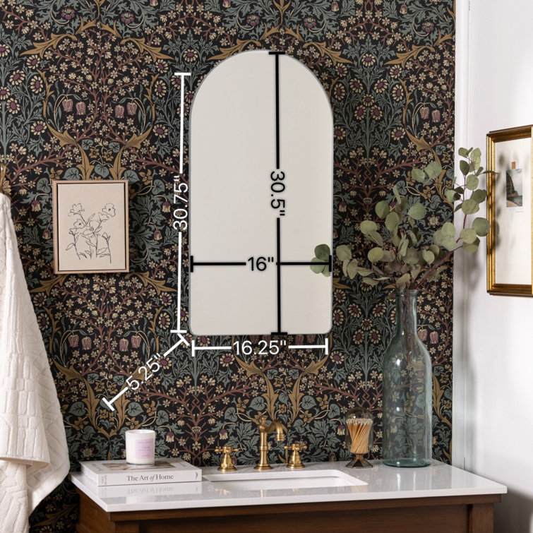 Silver Arched Medicine Cabinet with Glass Shelves
