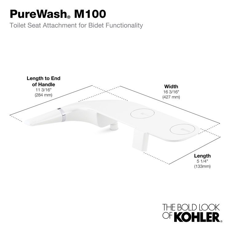 White Manual Bidet Attachment with Dual Self-Cleaning Nozzles